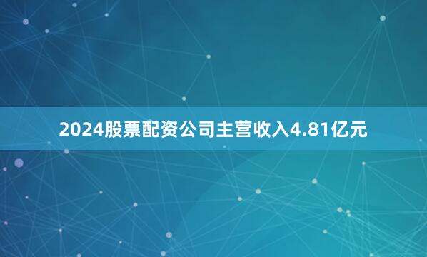 2024股票配资公司主营收入4.81亿元